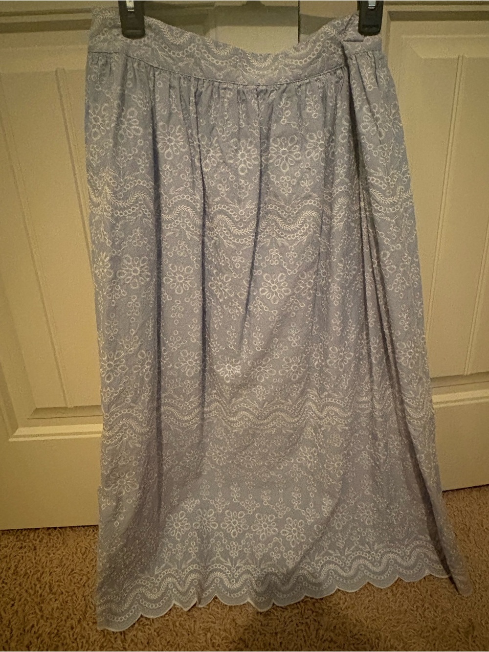 LOFT Pale Blue Eyelet Midi Skirt
